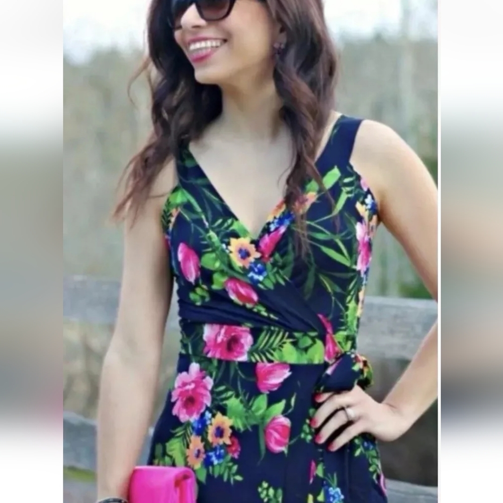 ​Le Lis Ranada Navy Floral Faux Wrap Knit Maxi Dress Large NWT Stitch Fix